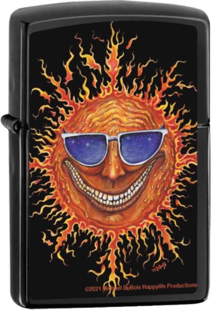 Sun by Mike Dubois - Matte Black Zippo Lighter for Men | Windproof Refillable Metal Lighter for Outdoor Camping, Hiking & Everyday Carry (ECL)