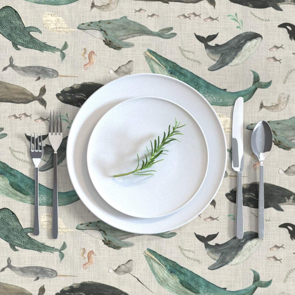Whale Gray Cotton Sateen Tablecloth 70