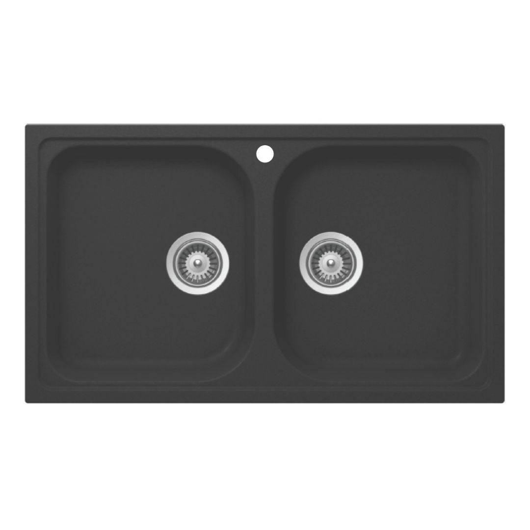 Premium Quartz Double Bowl Kitchen Sink with Faucet Hole - Perfect for Modern Homes & Restaurant Kitchens