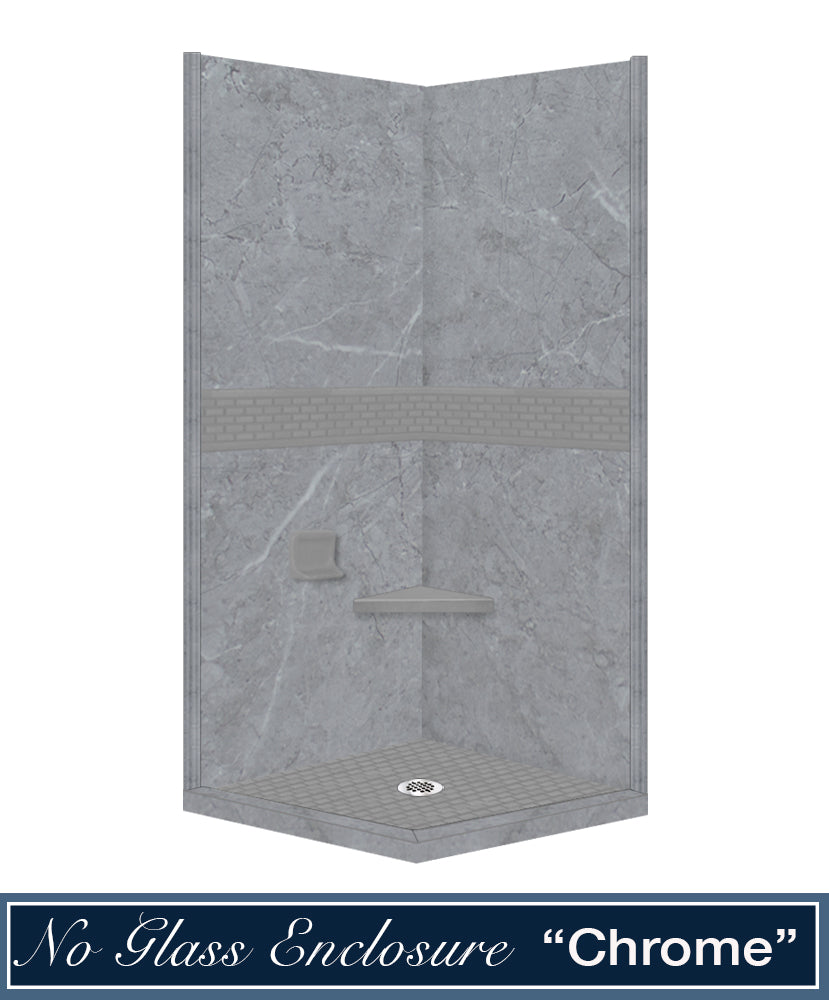 Grio Marble Classic Corner Shower Enclosure Kit - Frameless Glass Shower Door for Bathroom - Perfect for Small Spaces & Modern Home Decor