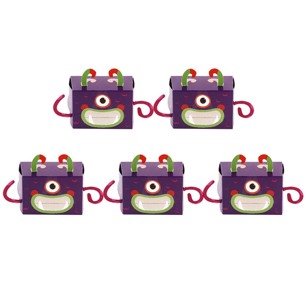 DOITOOL 5-Piece Cartoon Biscuit Candy Cake Gift Box Set - Portable Purple Treat Boxes for Halloween Parties, Kids Birthday Favors & Classroom Snacks