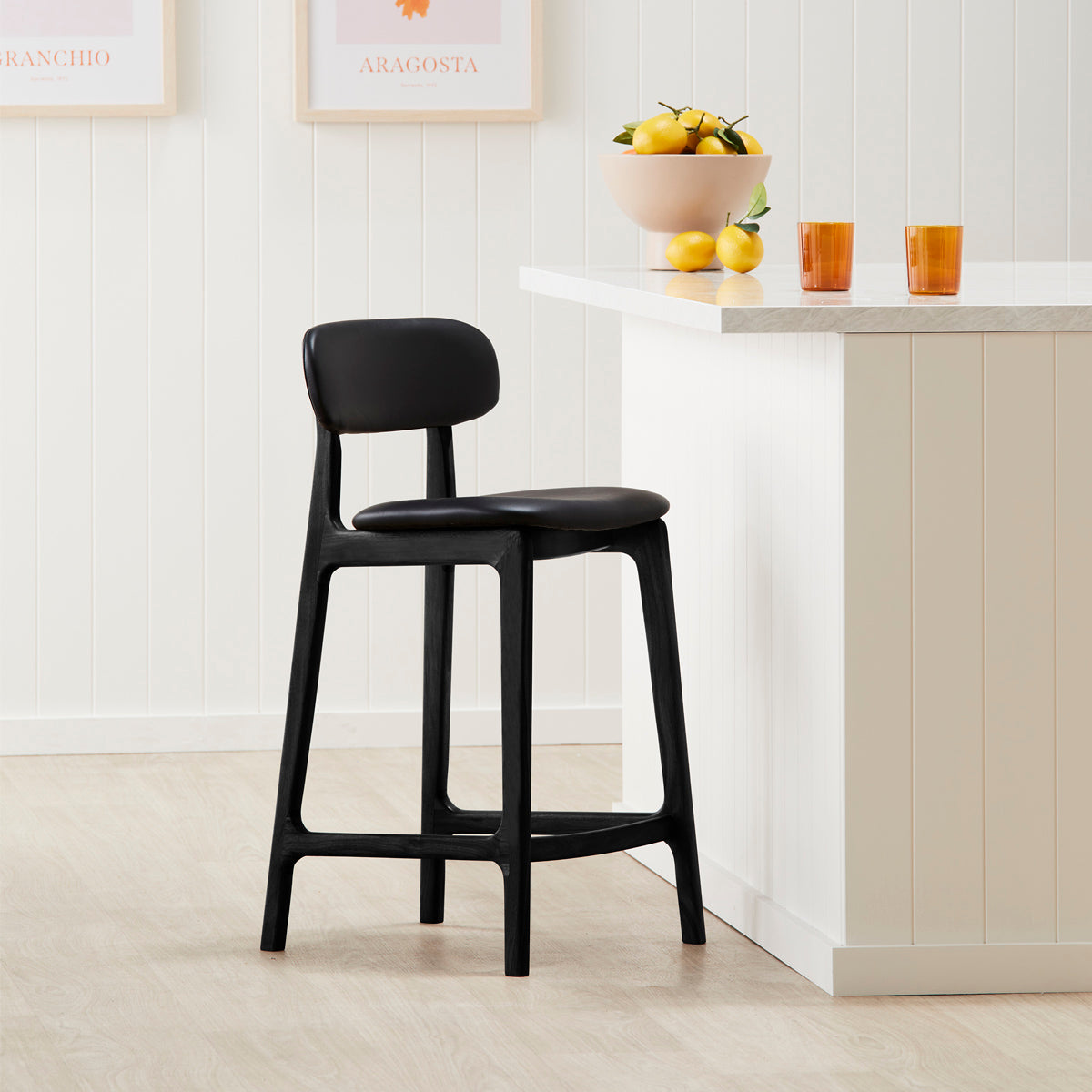 Premium Alaska Leather Bar Stool - Handcrafted Genuine Leather Counter Height Stool for Kitchen Island, Home Bar & Dining Room - Modern Rustic Decor with Adjustable Height & Comfortable Backrest