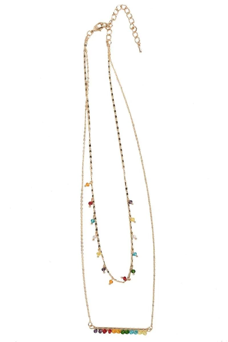 Rainbow Beaded Multi-Layer Necklace for Women - Colorful Bohemian Statement Jewelry for Parties, Festivals & Everyday Wear
