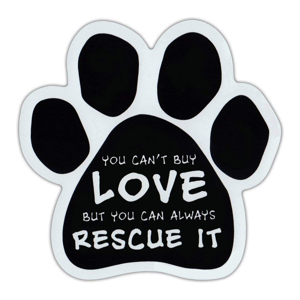 5.5 x 5.5 Inch Magnetic Bumper Sticker - Cute Dog & Cat Paw Design with 'You Can't Buy Love But Can Rescue It' Quote - Perfect for Car, Fridge, or Locker Decoration - Animal Lover Gift Idea