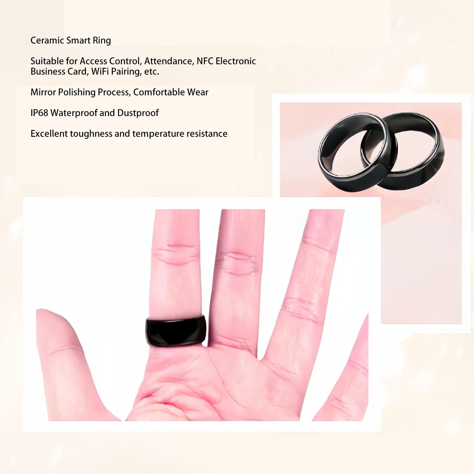 CCYLEZ NFC Smart Ring - Waterproof Ceramic Wearable Tech for Contactless Payments, Access Control, Attendance Tracking - Size 10 - Perfect for Office Security, Gym Entry & Cashless Transactions