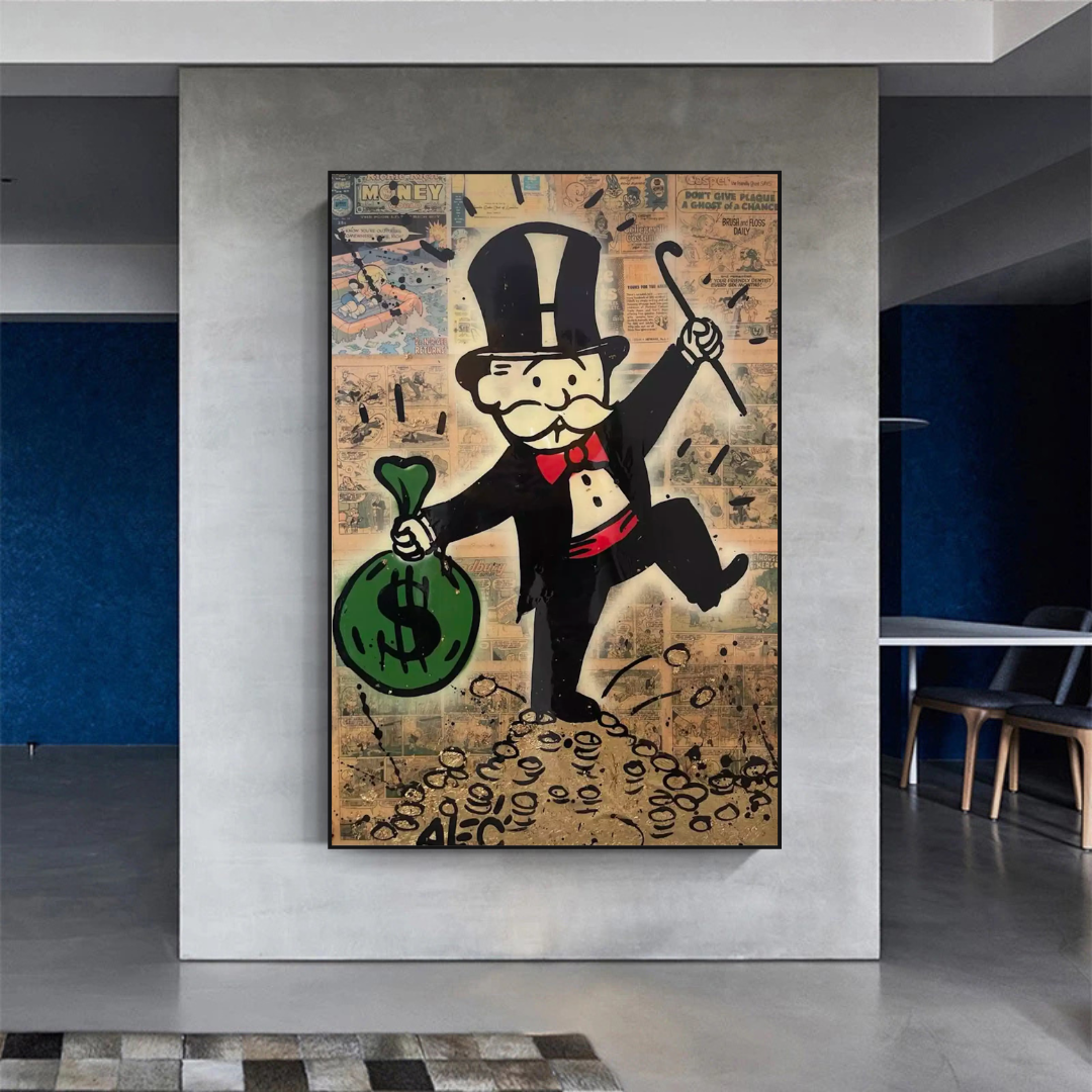 Alec Monopoly Magician: Millionaire Art by Money Man - Exclusive Street Art Canvas for Home & Office Decor | Perfect for Art Collectors & Urban Style Lovers