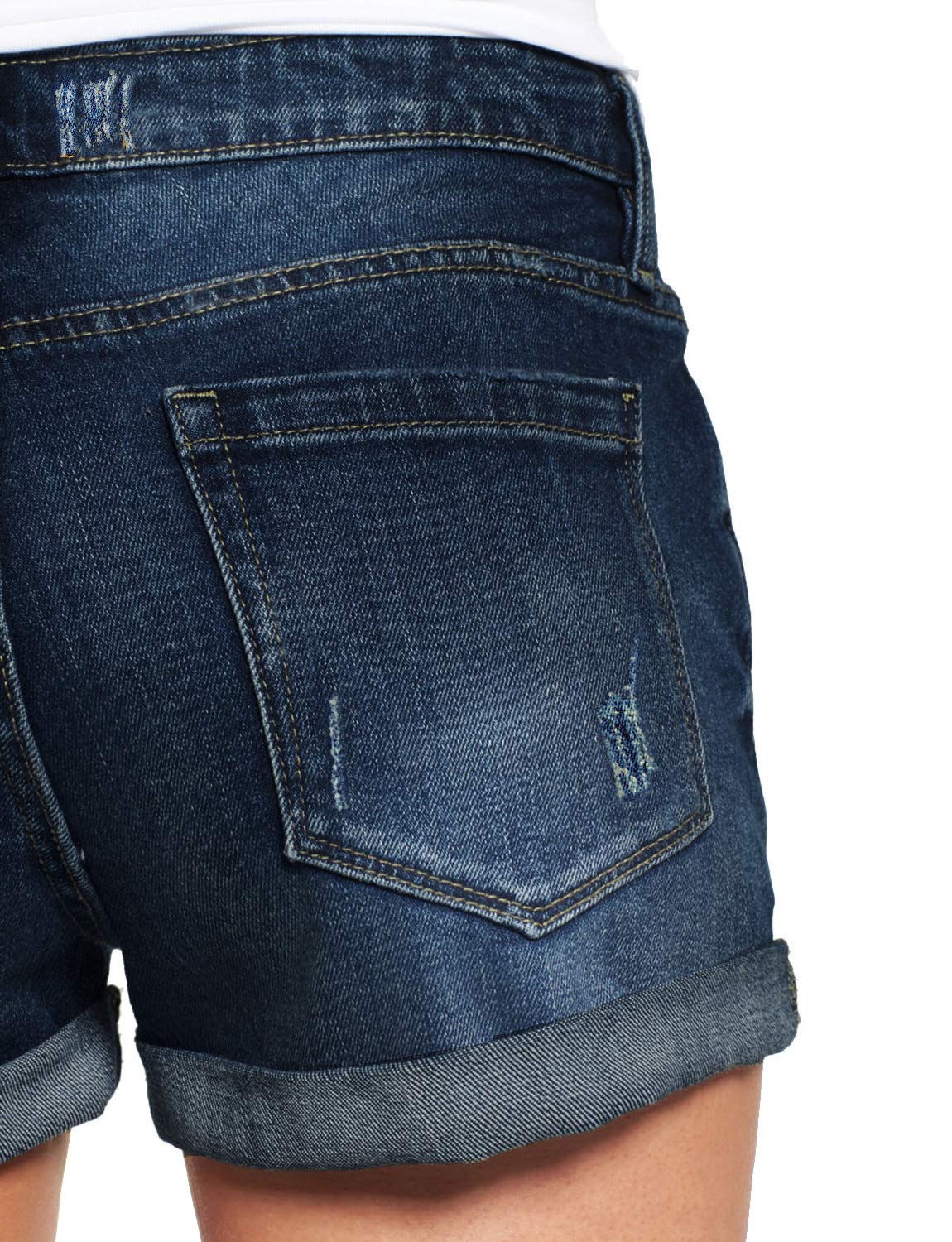 LookbookStore Women's High Waisted Distressed Denim Shorts - Ripped Rolled Hem Jeans for Casual Outfits & Summer Fashion
