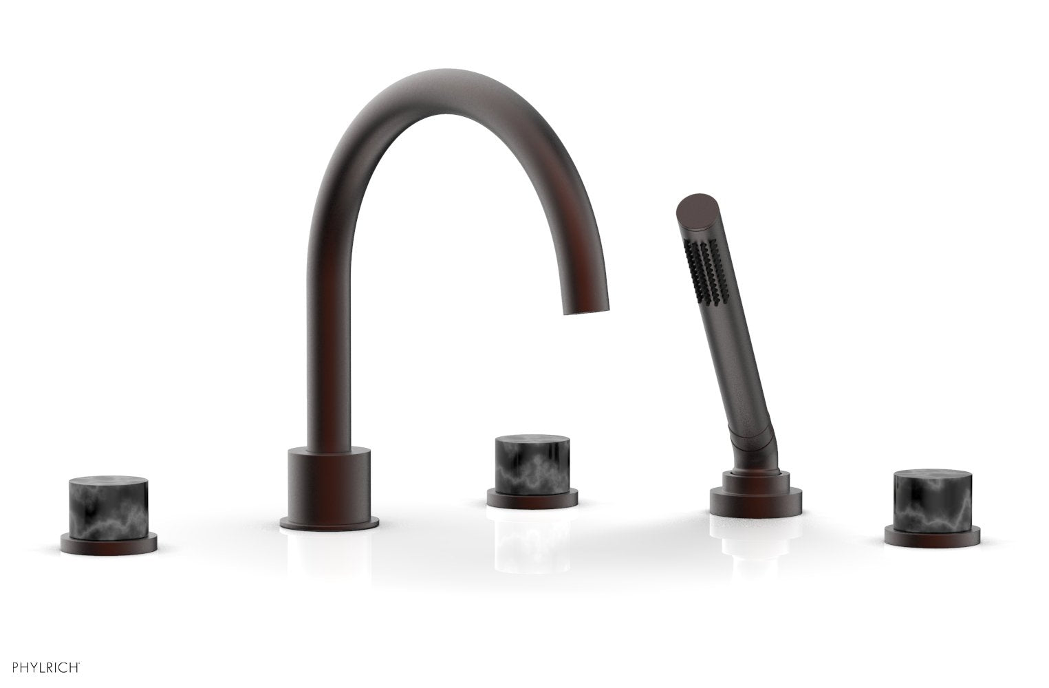 Premium BASIC II Deck Tub Set with Hand Shower - Black Marble Design 230 50 - Perfect for Modern Bathroom Renovation & Spa-Like Relaxation
