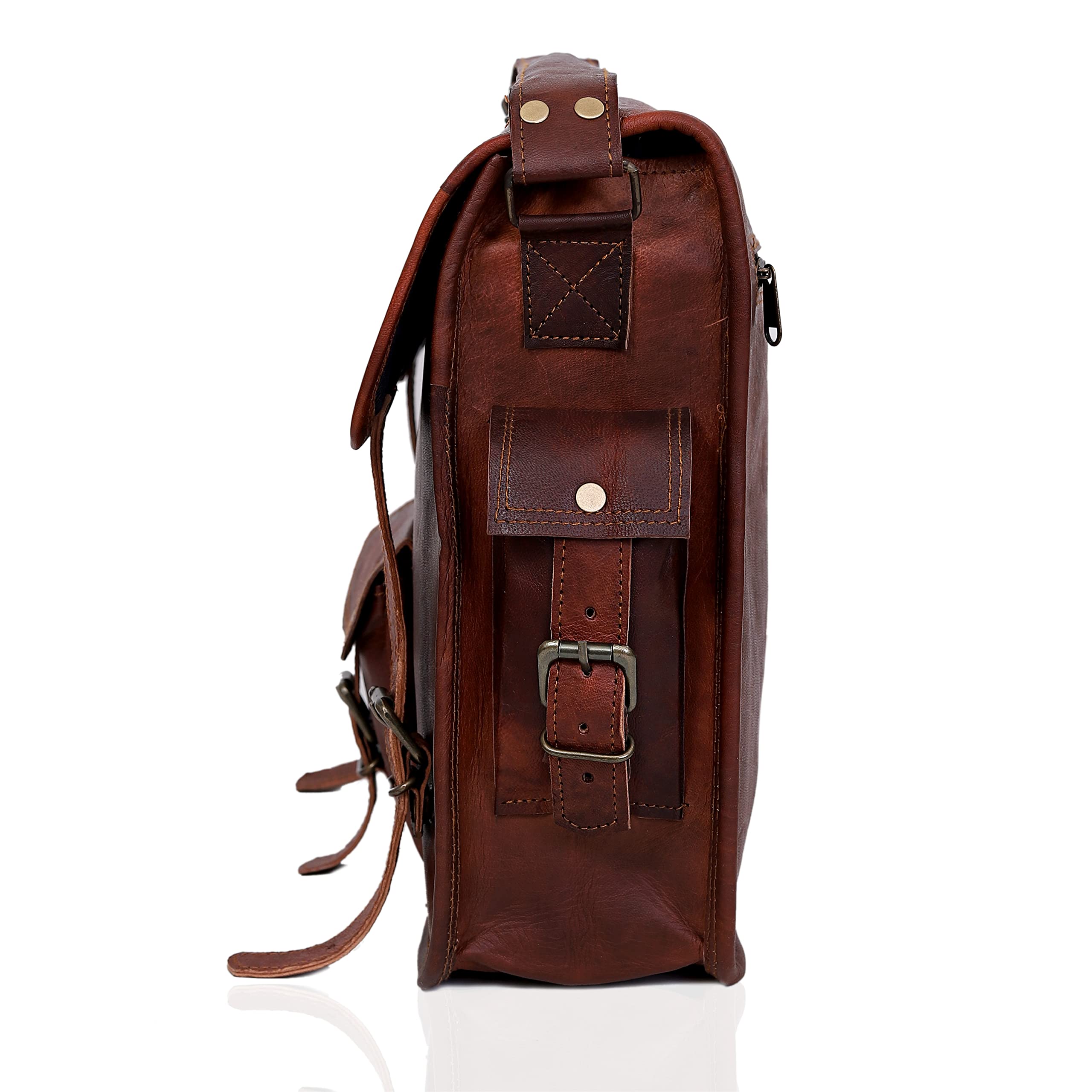 Handmade Genuine Leather Messenger Bag for Laptop & MacBook - Unisex Business Satchel Briefcase - Perfect for Work, Travel & College Commute