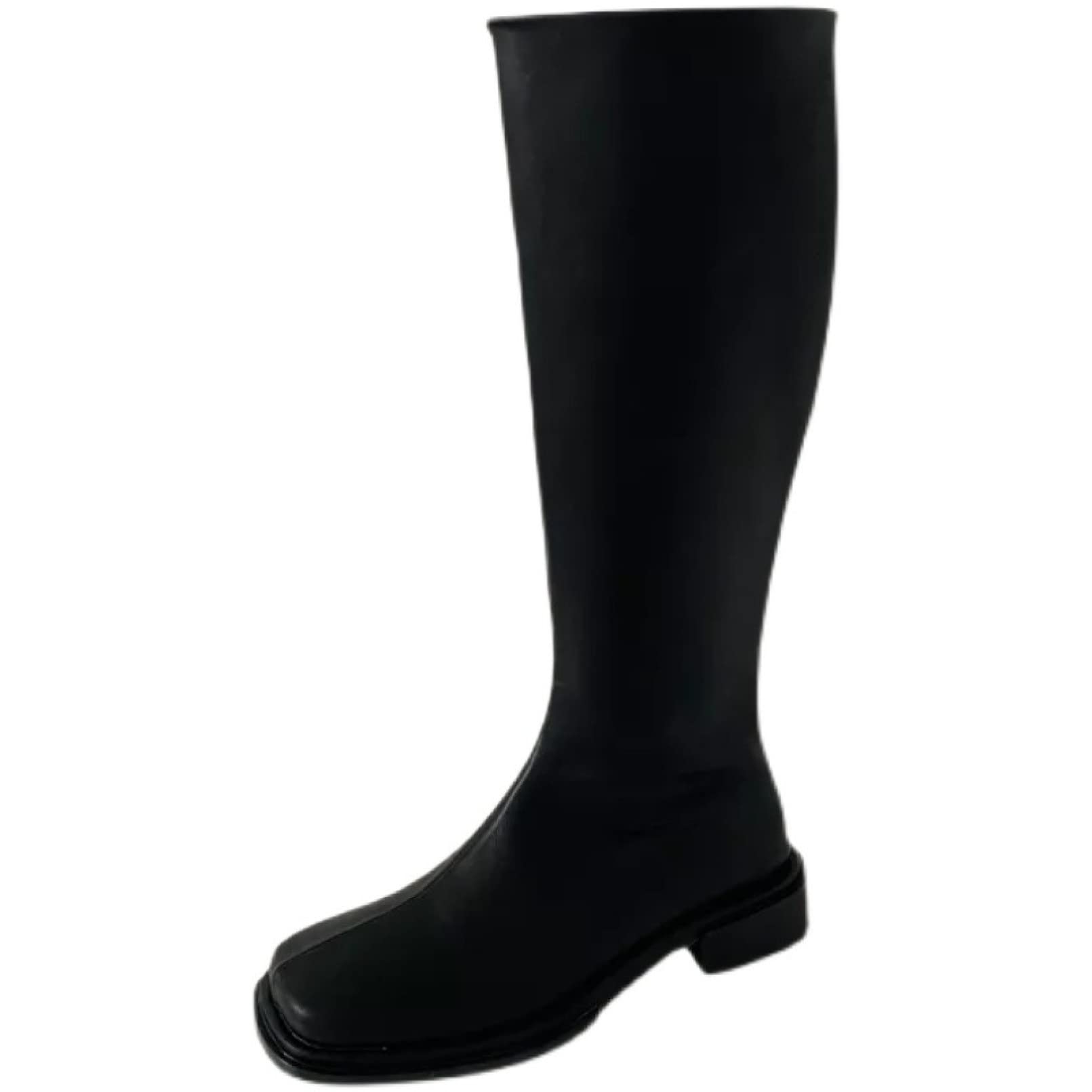 Women's Knee High Boots - Punk Style Synthetic Leather Riding Boots with Chunky Low Heel, Side Zip & Square Toe | Perfect for Fall Fashion, Motorcycle Riding & Everyday Wear