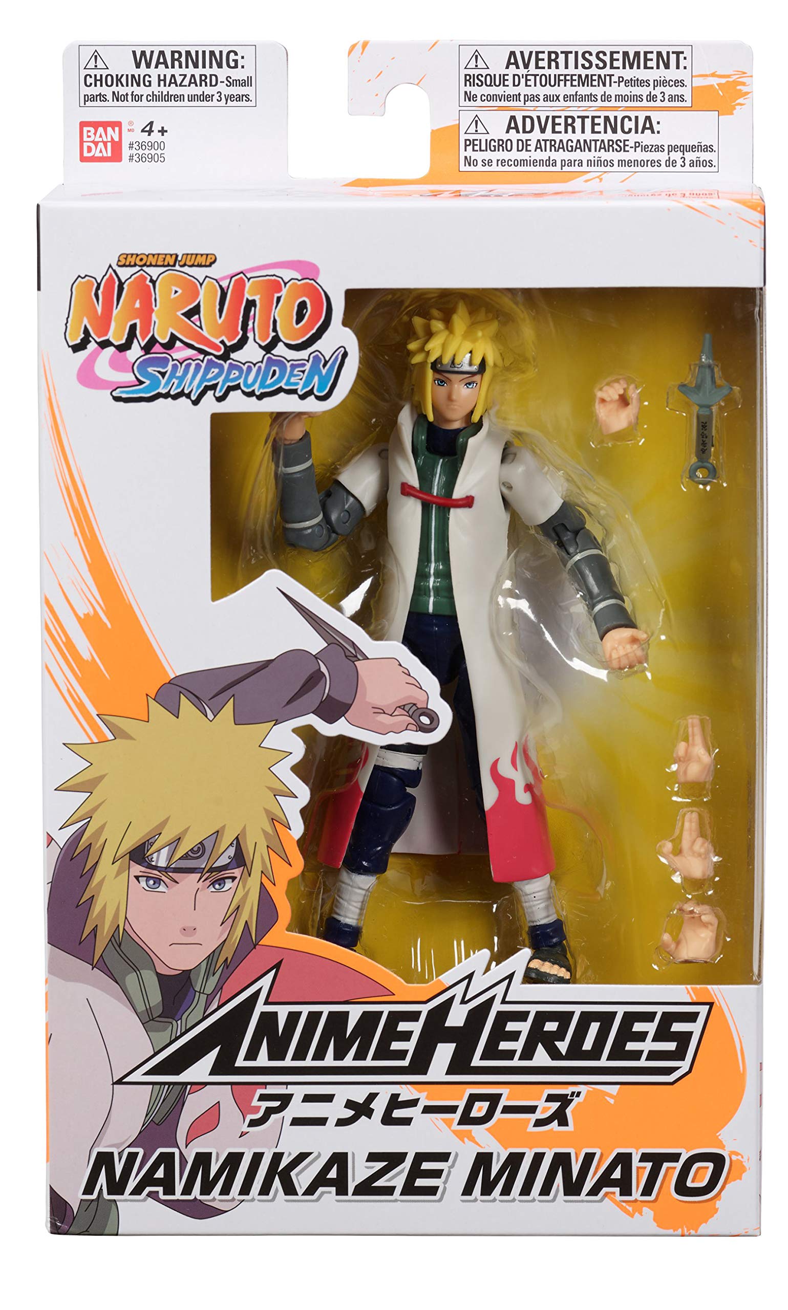 BANDAI Anime Heroes Naruto Action Figure - Namikaze Minato 17cm Collectible with Extra Hands & Accessories | Naruto Shippuden Anime Toy for Kids & Adults | Perfect for Display, Gifts & Cosplay Play