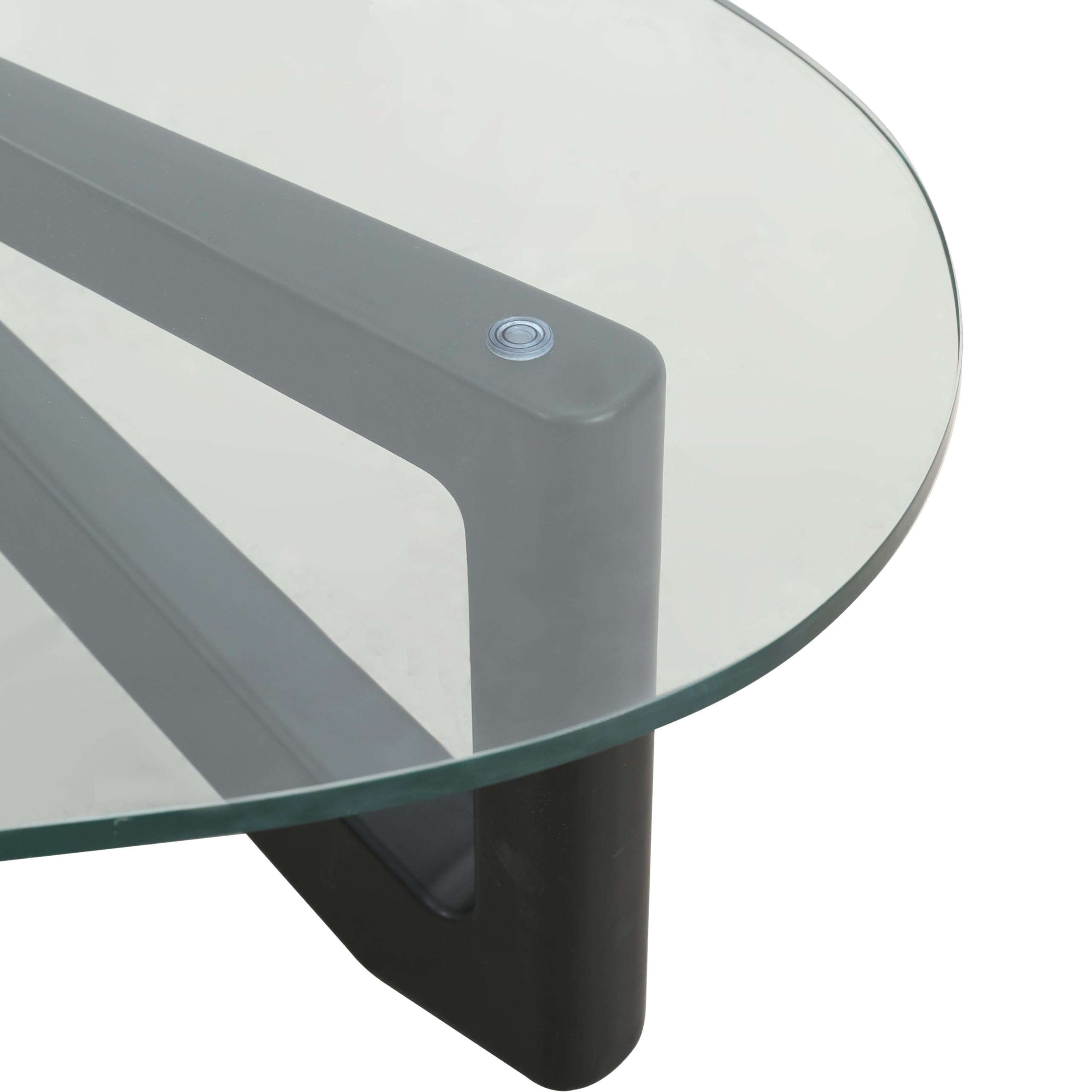 LeisureMod Imperial Glass Top Triangle Coffee Table with Black Base - Modern Living Room Furniture for Small Spaces, Apartments & Home Decor