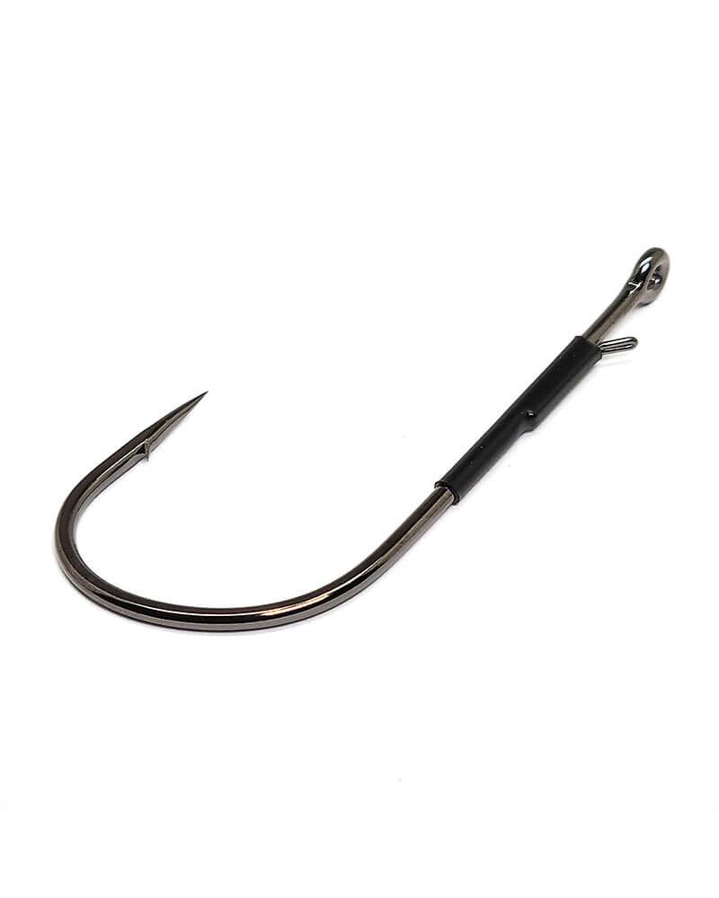 Gamakatsu Heavy Cover Worm Fishing Lure with Tin Keeper Hooks - NS Black Color | Saltwater & Freshwater Bass Fishing Bait for Weedless Rigging