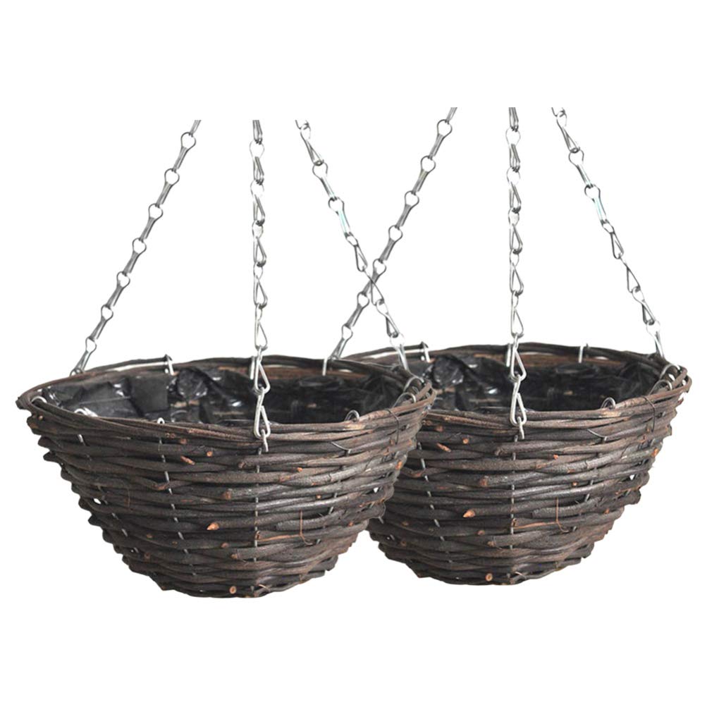 Hemoton 2-Pack Rattan Hanging Planters - Woven Seagrass Hanging Baskets for Indoor/Outdoor Plants, Flowers & Home Decor - Perfect for Garden, Patio, Balcony & Living Room Decorations