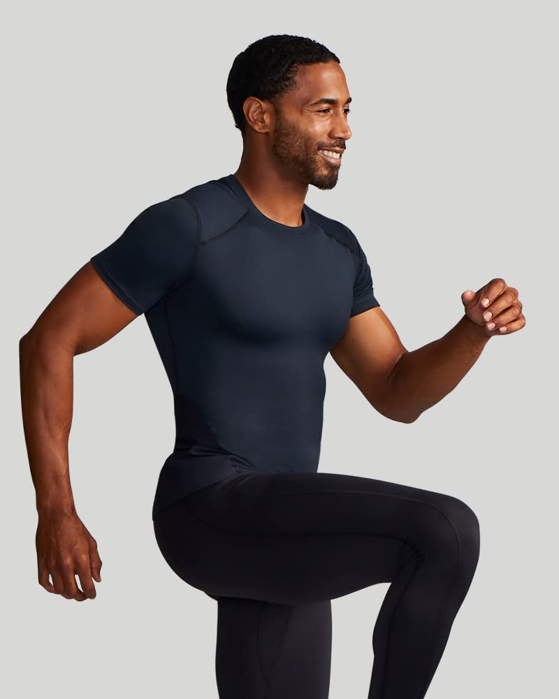 Tommie Copper Men's Back Support Compression Shirt for Pain Relief & Muscle Recovery - Ideal for Workouts, Posture Correction & Daily Comfort
