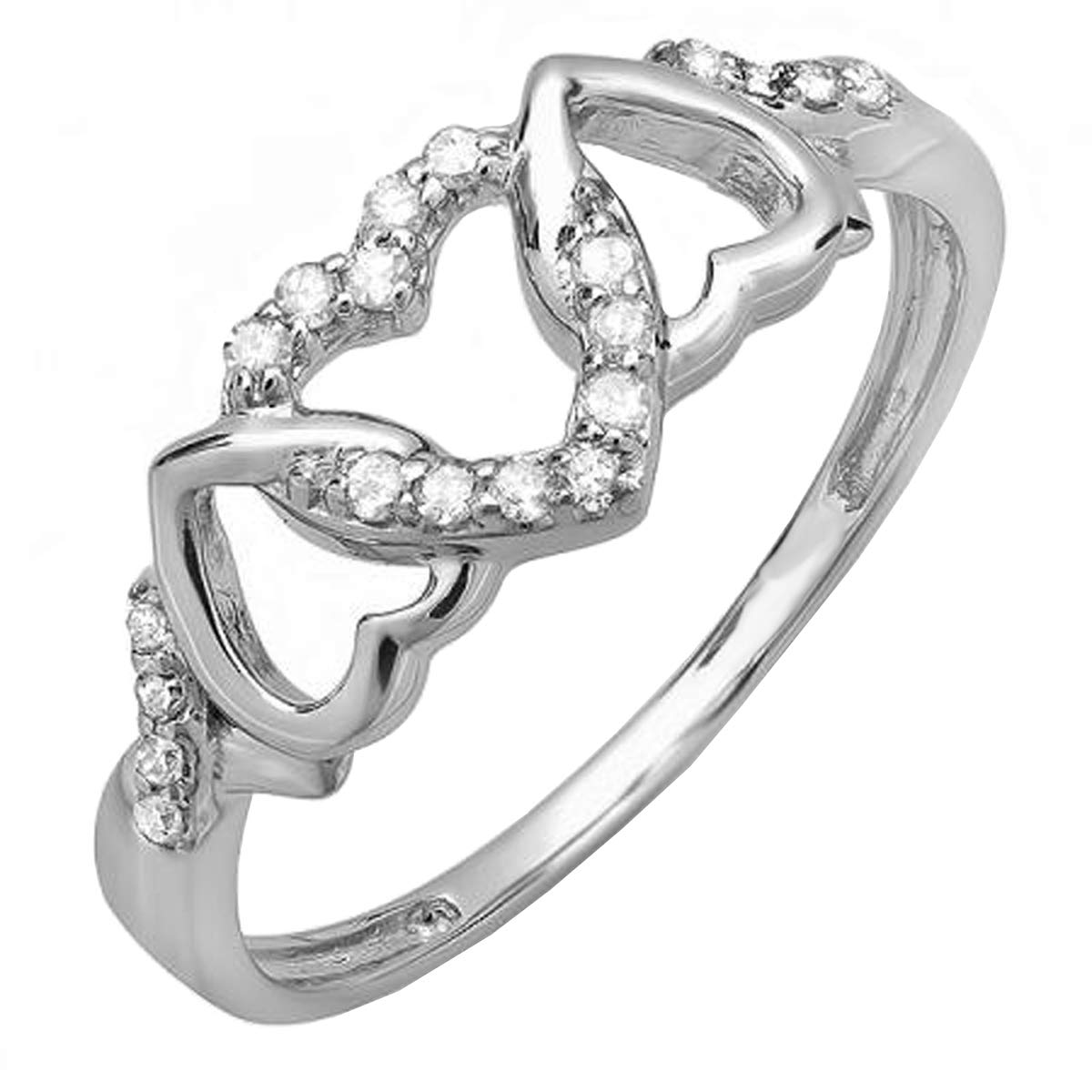 Dazzlingrock 10k White Gold 0.15 Carat Round Diamond Women's Heart-Shaped Promise Engagement Ring - Perfect for Valentine's Day, Anniversary Gifts & Romantic Proposals