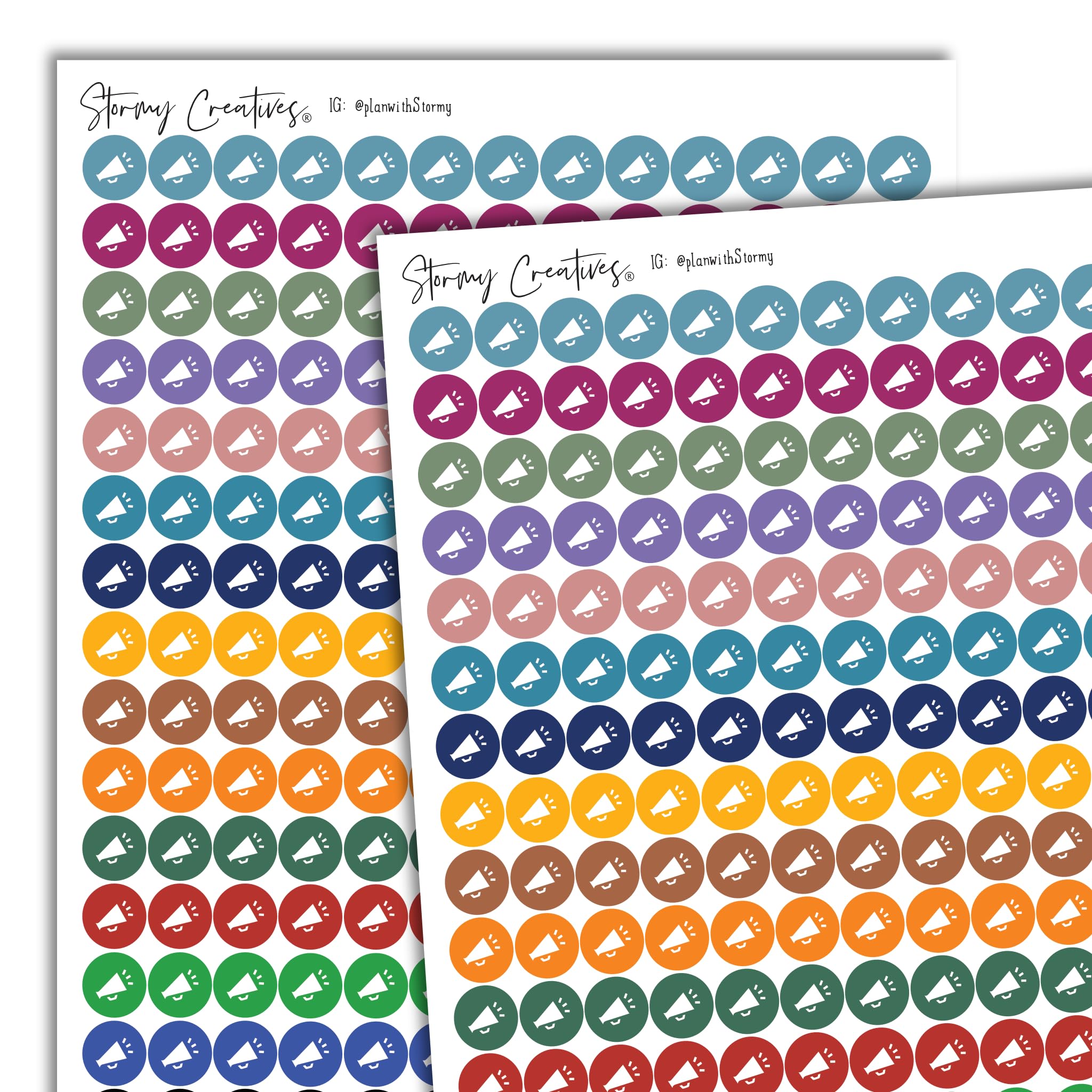 Small Multicolor Megaphone Stickers for Planners - 468 Decorative Stickers (0.3