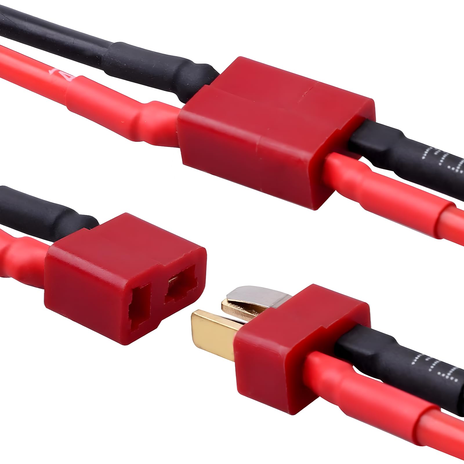 10PCS Deans T Plug Connectors - Female & Male 14AWG Silicone Wire Cable for RC Car, Drone, Lipo Battery - DIY RC Model Accessories (5 Female + 5 Male) - Perfect for RC Hobbyists, Battery Upgrades & DIY Electronics Projects