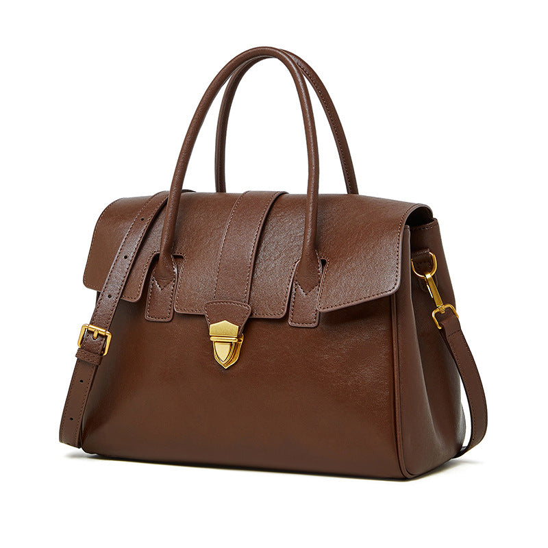 Stylish Leather Flap Work Bag for Women - Professional Office Tote with Multiple Pockets - Perfect for Business, Commuting & Travel