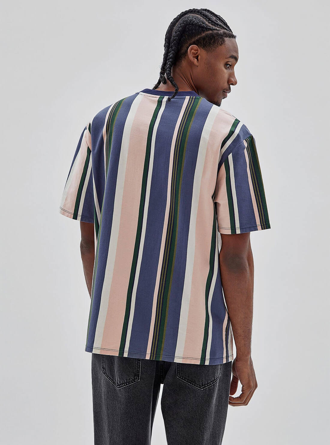 Guess Originals Blue Multi Stripe Logo T-Shirt for Men | Casual Cotton Short Sleeve Tee | Perfect for Everyday Wear, Street Style & Summer Outfits