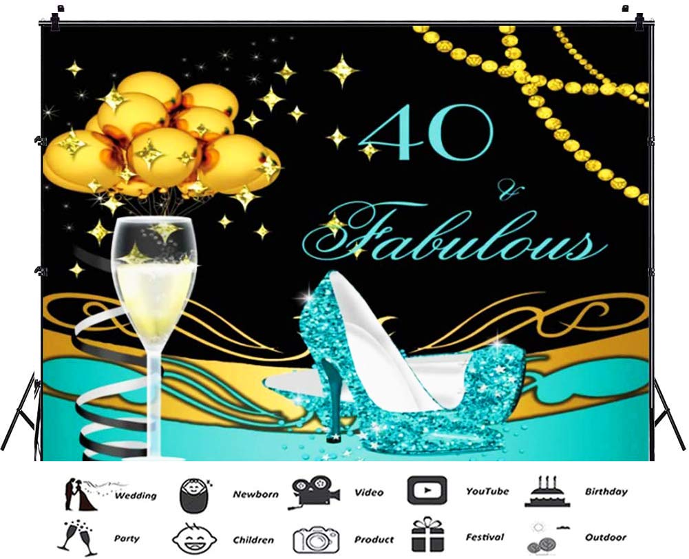 Teal & Gold 40th Birthday Party Decorations for Women - Latex Balloons, Confetti, Photography Backdrop - Happy 40th Birthday Party Supplies | Perfect for Milestone Celebrations, Photo Shoots & Surprise Parties