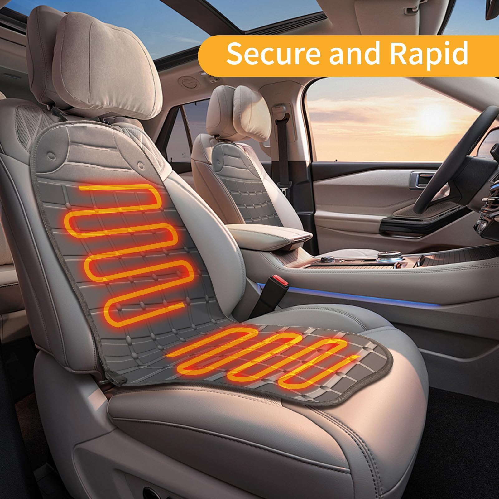 Premium Adjustable Winter Seat Covers with Buckle - 2-Pack Black Car Seat Cushions for Back & Seat Support - Perfect for Cold Weather Commuting & Long Road Trips