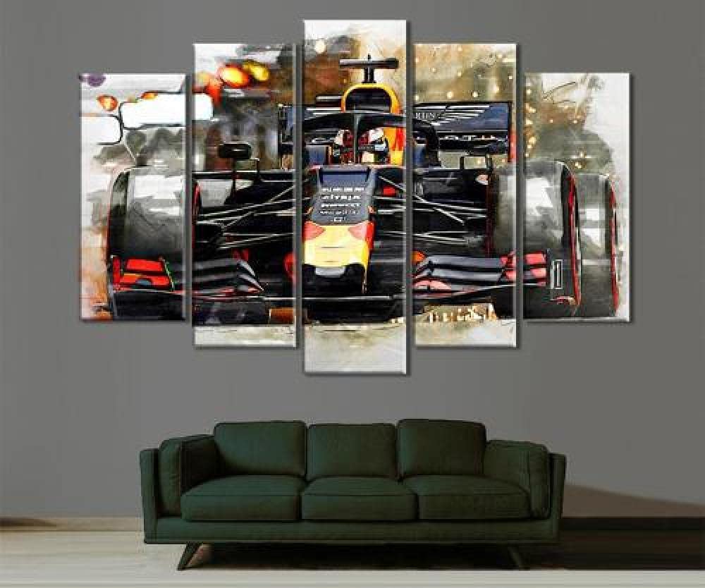 5-Piece Canvas Wall Art Set - Max Verstappen Formula One F1 Racing Paintings (12x16 Inch) - Modern Home Decor for Living Room, Office & Gifts - Ready-to-Hang Framed Posters for Sports Fans & Motorsport Enthusiasts
