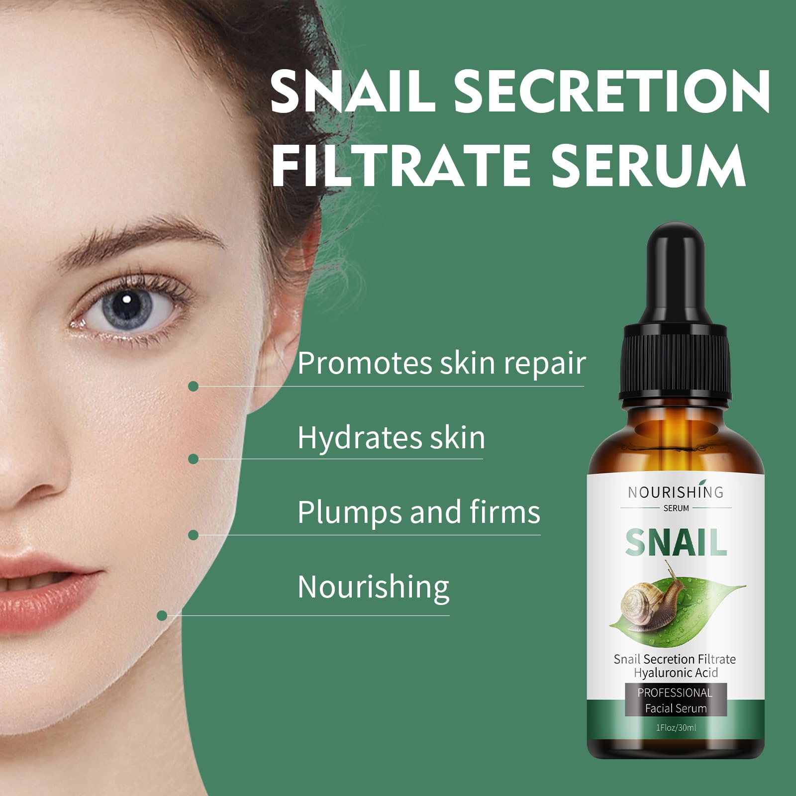 Snail Secretion Filtrate Face Serum with Hyaluronic Acid - Hydrating & Nourishing Snail Mucin Essence for Women & Men | Anti-Aging Moisturizer for Dry Skin, Wrinkles & Fine Lines | Perfect for Night Routine & Daily Skincare