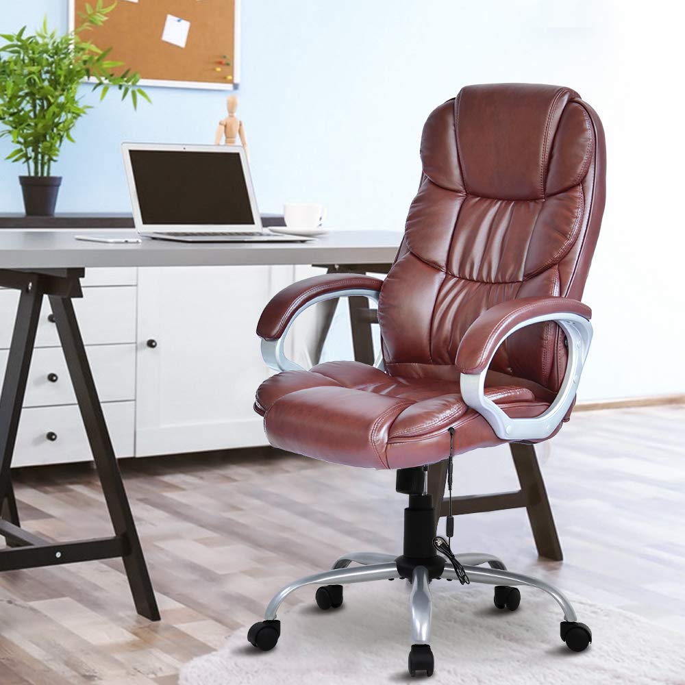 Ergonomic Office Chair - High Back Executive Desk Chair with Adjustable Lumbar Support, Headrest & Massage - Swivel Rolling Task Chair for Home & Office Use - Perfect for Adults, Women & Men Working Long Hours