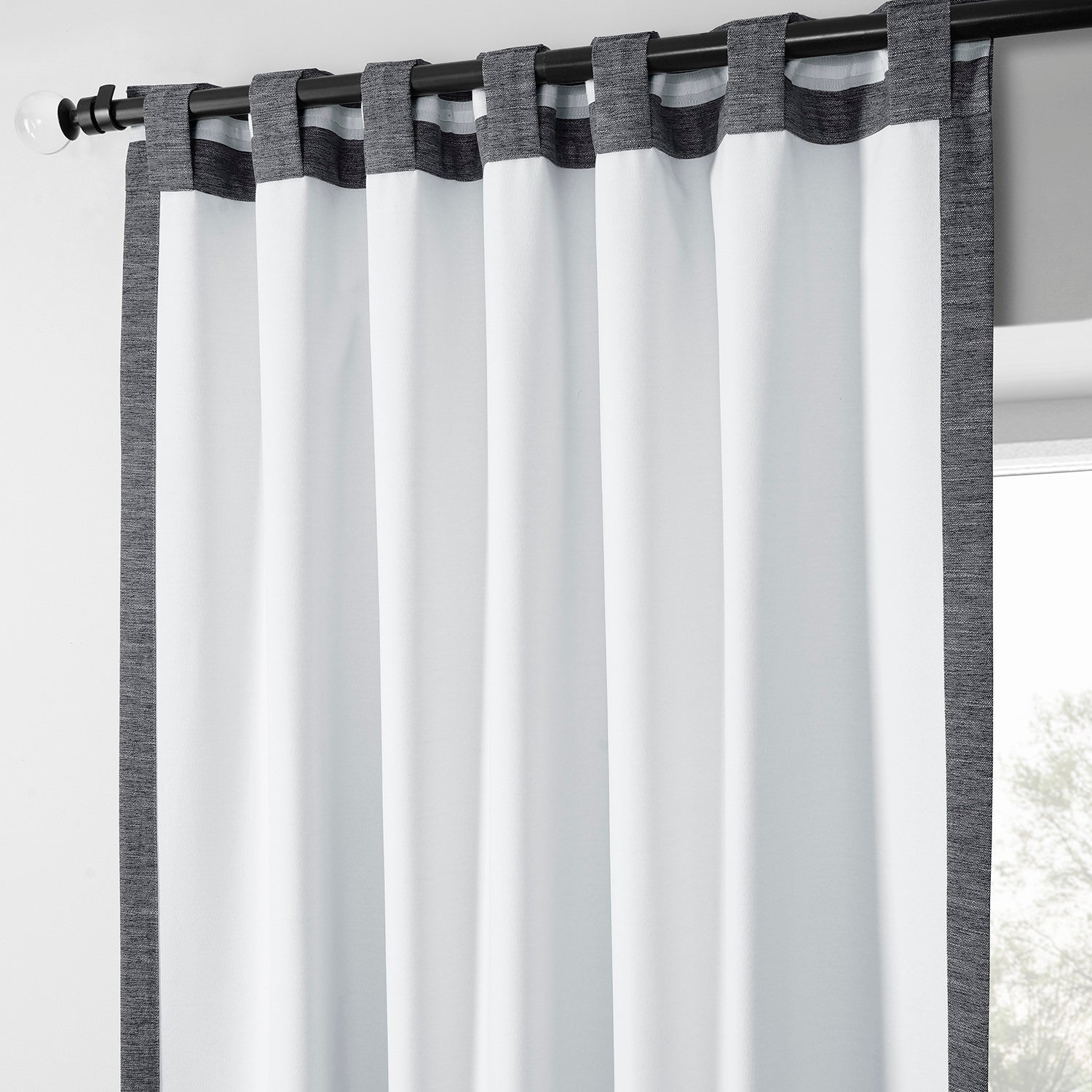 Rustic Charcoal Boho Chic Faux Linen Blackout Curtains - Set of 2 Panels for Living Room, Bedroom & Nursery - Noise Reducing & Light Blocking Window Treatments
