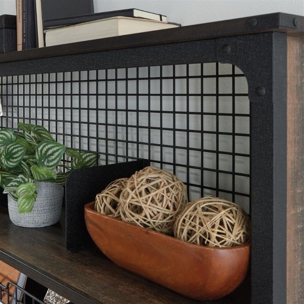 UrbanPro Engineered Wood Computer Hutch in Carbon Oak Finish - Home Office Desk Organizer with Storage Shelves for Study, Workstation & Small Space Organization