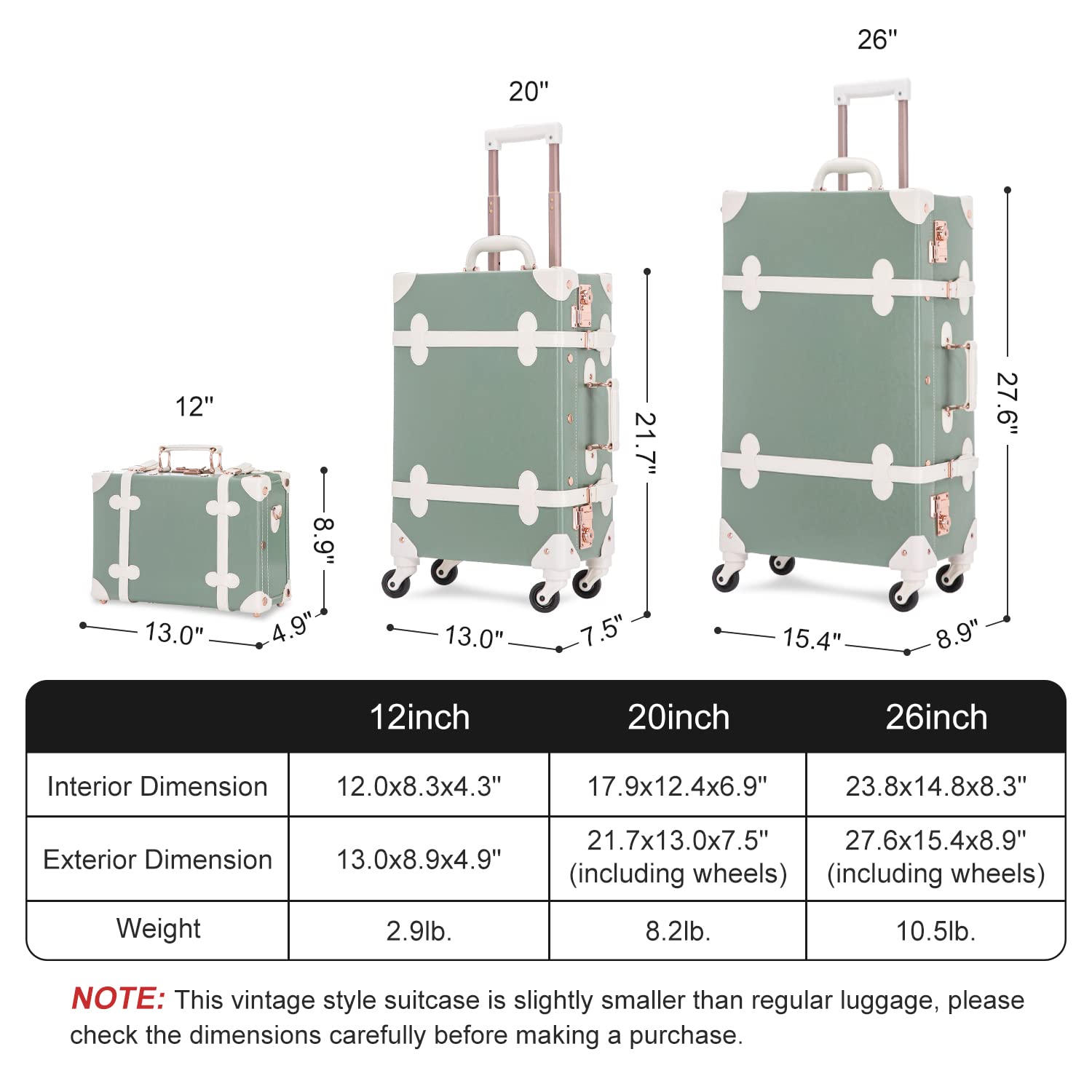 Vintage 3 Piece Suitcase Set - 26