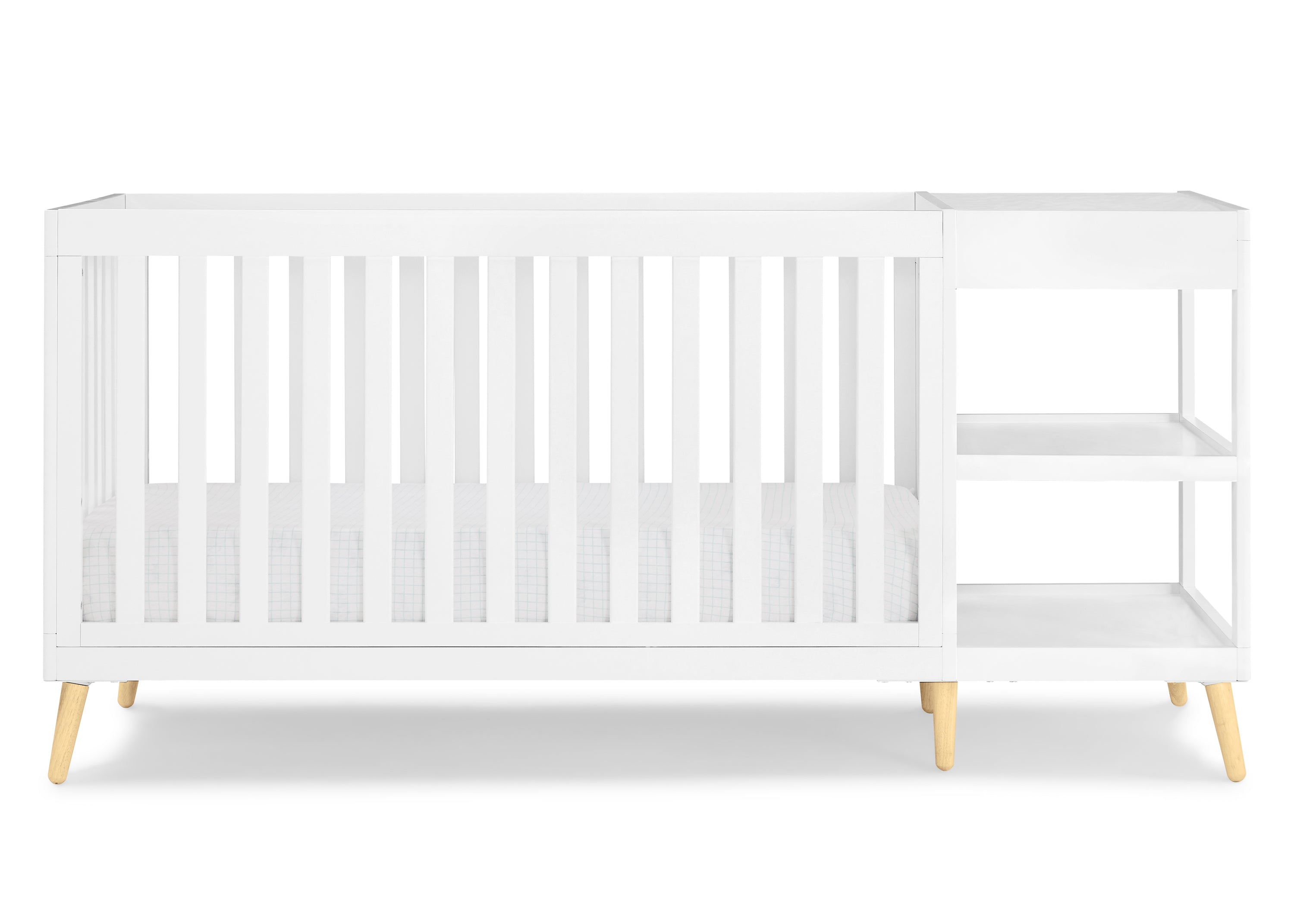 Essex 4-in-1 Convertible Baby Crib with Changer - White Nursery Furniture for Newborn to Toddler | Perfect for Bedroom, Daycare & Nursery Decor