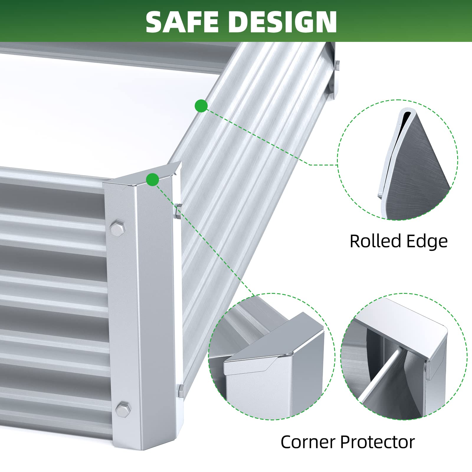 HighPro 3x3x1ft Galvanized Metal Raised Garden Bed - Durable Planter Box for Vegetables, Herbs, Flowers & Succulents | Perfect for Backyard, Patio & Urban Gardening (Silver)