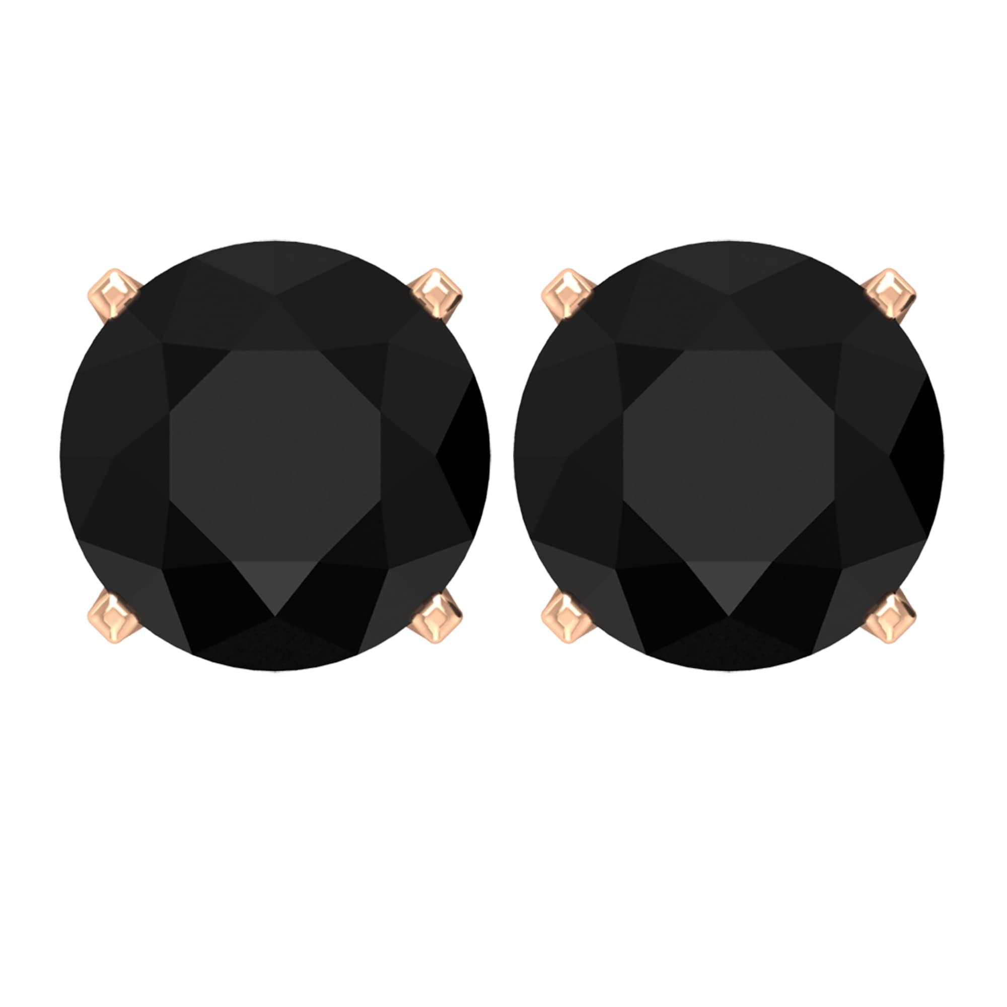 2.50 CT Genuine Black Spinel Stud Earrings for Women - 14K Solid Gold Solitaire Earrings with 7mm Round Cut Black Spinel | Perfect for Everyday Wear, Gift Giving & Special Occasions