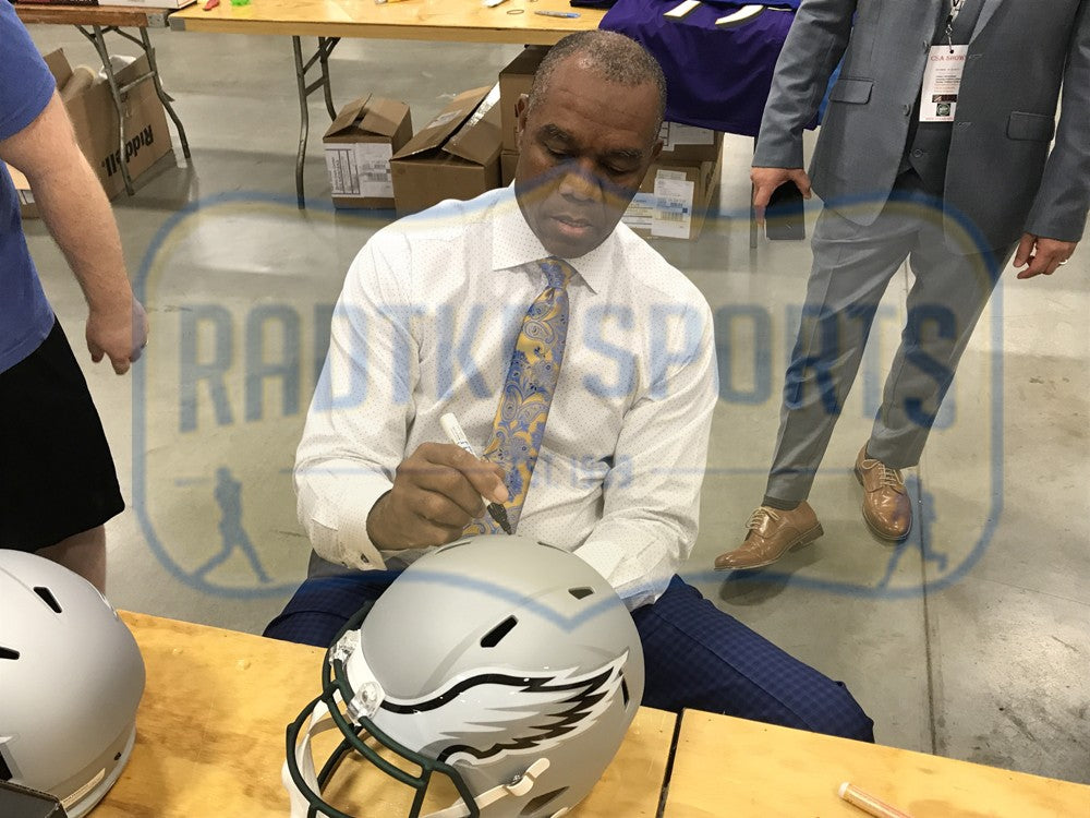Randall Cunningham Autographed Philadelphia Eagles Riddell Speed Full Size Blaze Helmet - Authentic NFL Collectible for Sports Memorabilia & Eagles Fans Display