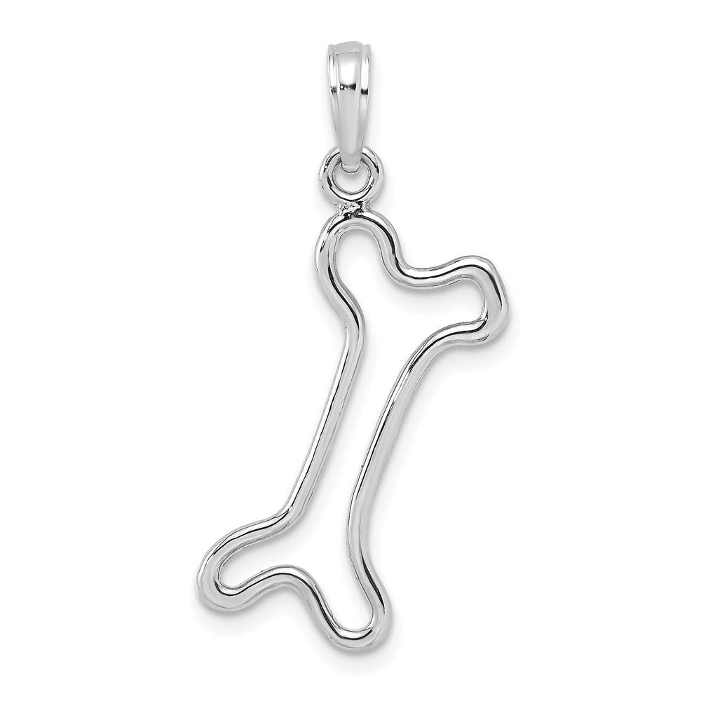 14K White Gold Dog Bone Pendant - Elegant Cut-Out & Polished Design for Pet Lovers | Perfect Gift for Dog Owners, Jewelry for Everyday Wear & Special Occasions