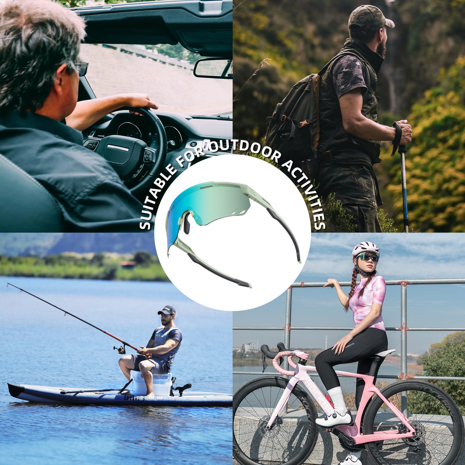 ROCKBROS Photochromic Cycling Glasses for Men & Women - UV Protection Sports Sunglasses for Biking, Running, Hiking & Outdoor Activities