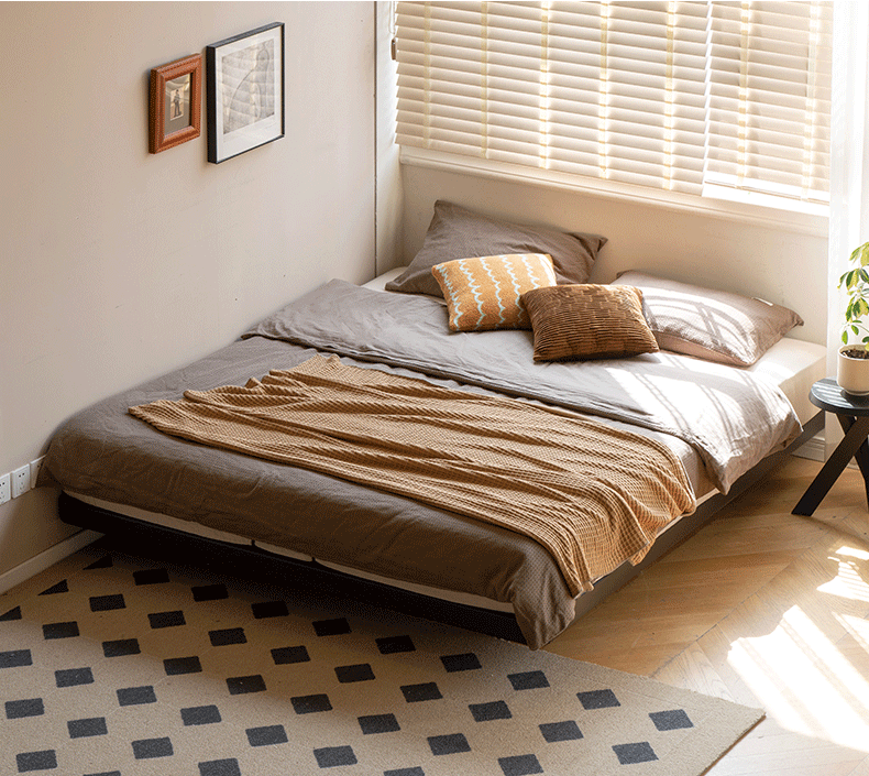 Solid Oak Wood Platform Bed - Headboard-Free Modern Minimalist Bed Frame for Bedroom | Durable & Stylish for Home, Apartment, or Guest Room