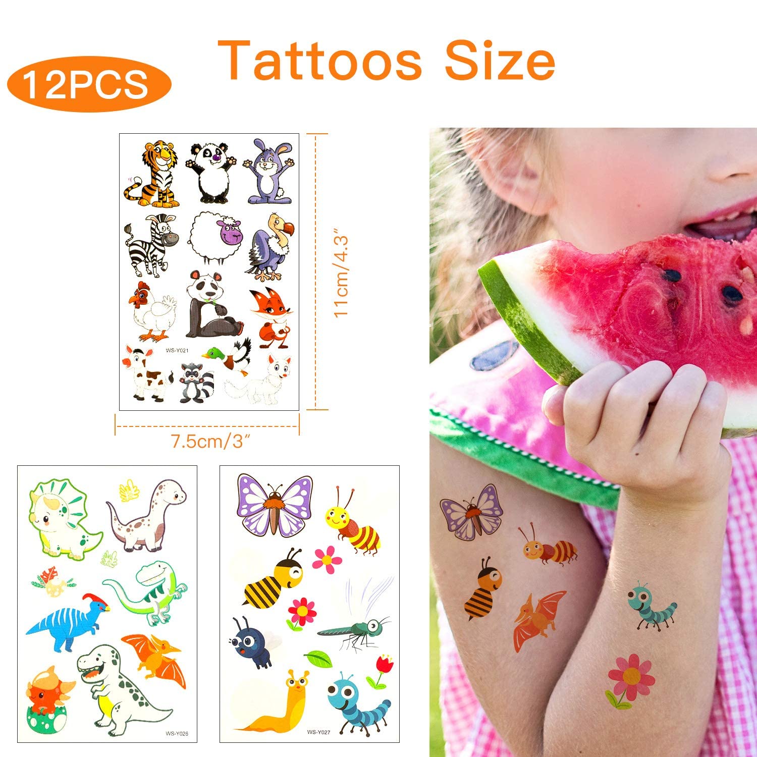 **PATPAT® 12 Sheets Glow in the Dark Temporary Tattoos for Kids - Cartoon Fake Tattoo Stickers, Luminous Party Supplies for Boys & Girls - Perfect for Halloween, Birthday Parties & Costume Events**