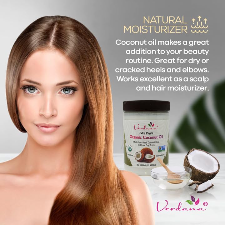 Organic Extra Virgin Coconut Oil - USDA Certified, Unrefined Cold Pressed for Cooking, Baking & Skin Care - 100% Pure Natural Coconut Oil - 32oz - Perfect for Keto, Vegan Recipes & Hair Moisturizing
