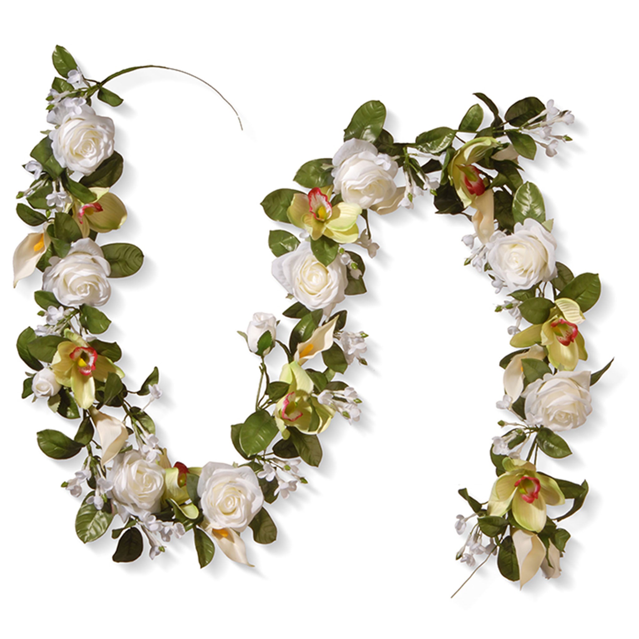 6 ft. Artificial Spring Garland with Roses, Lilies & Berries - Floral Vine for Home Decor, Wedding, Party, Garden & Wall Decoration