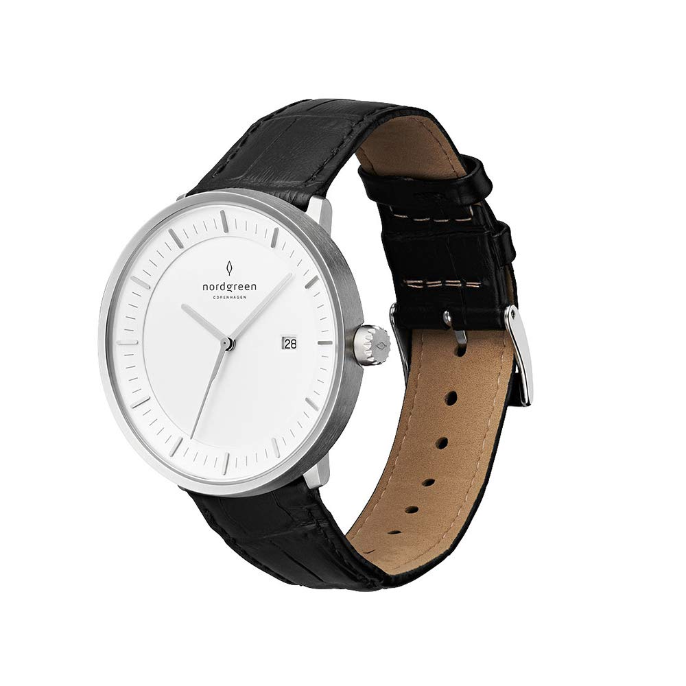 Nordgreen Philosopher Scandinavian Silver Watch - Interchangeable Straps for Men & Women | Minimalist Design, Premium Quality | Perfect for Business, Casual & Formal Occasions