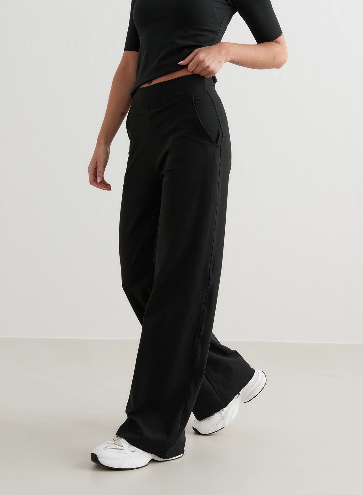 Black Sense Wide Leg Pants for Women - Comfortable High Waisted Loose Fit Trousers | Perfect for Casual Wear, Office & Travel