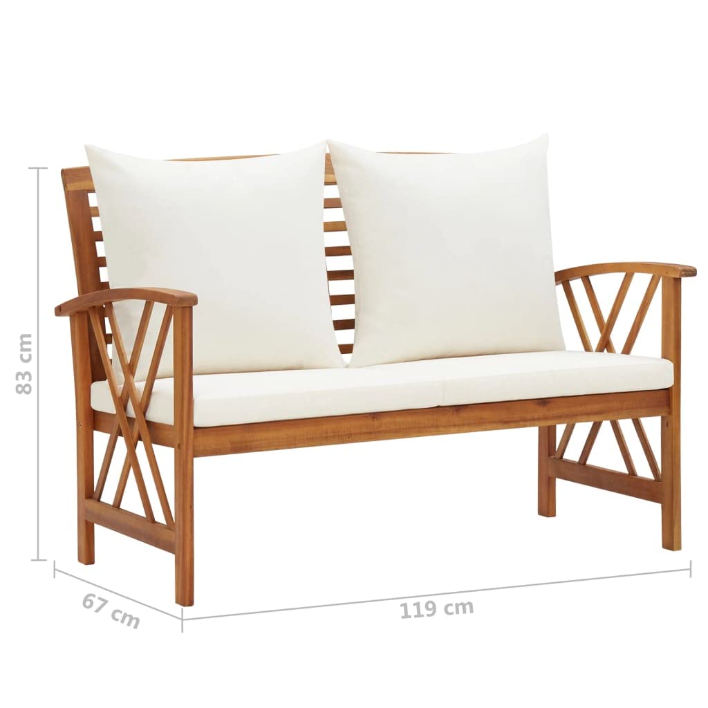 vidaXL 3-Piece Patio Furniture Set - Wooden Bench Seat with Coffee Table, Acacia Wood Outdoor Dining Set for Garden, Balcony, Porch | Modern & Durable | Perfect for Backyard Relaxation, Outdoor Entertaining & Small Space Decor