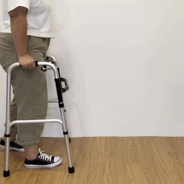 CarePlus Foldable Reciprocal Walking Frame - Lightweight Adjustable Mobility Aid for Seniors & Adults - Ideal for Indoor & Outdoor Use, Rehabilitation & Daily Support