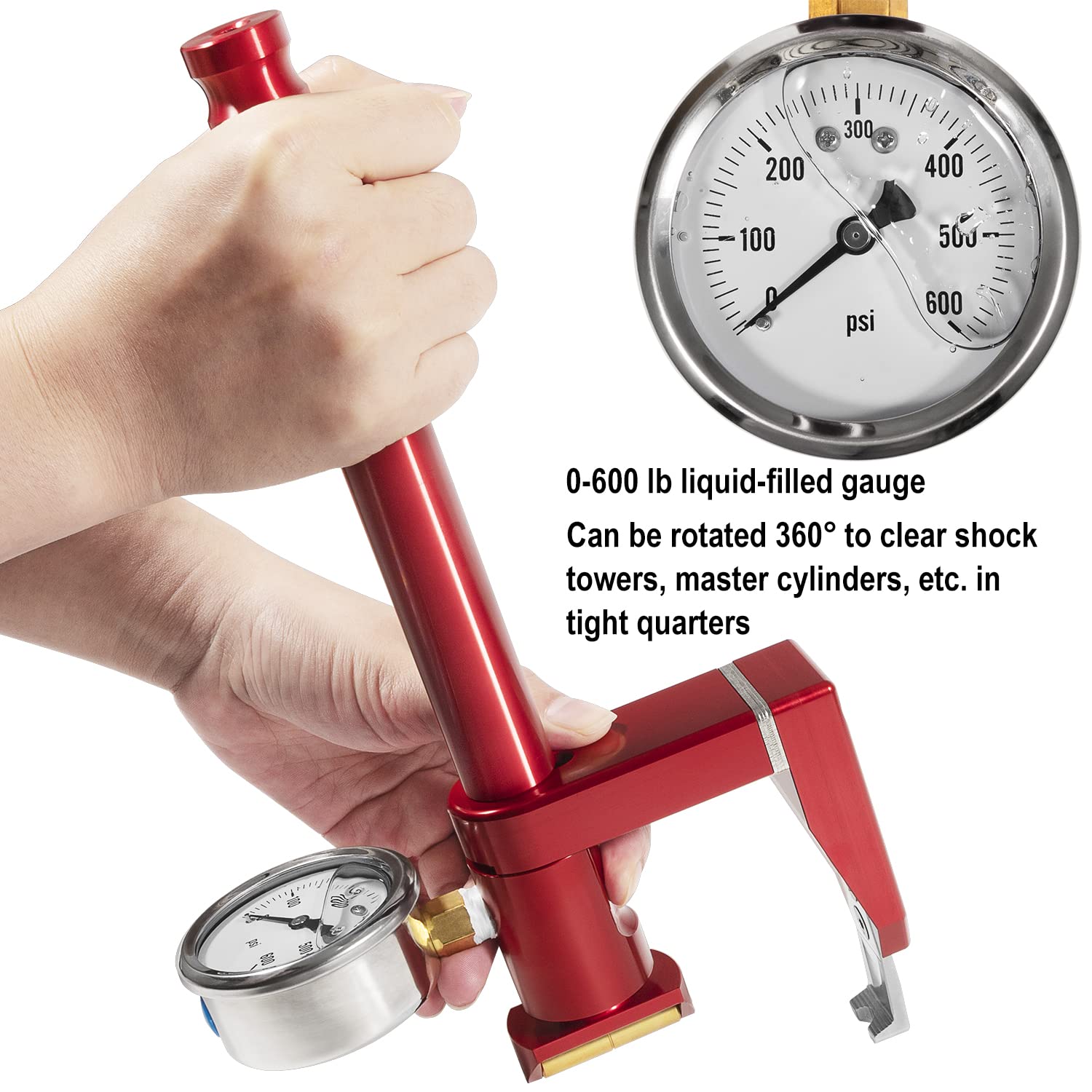 PC-100 Universal Valve Seat Pressure Tester | 0-600 PSI Adjustable On-Head Valve Spring Compression Tester Gauge | Perfect for Automotive Engine Repair & Motorcycle Maintenance