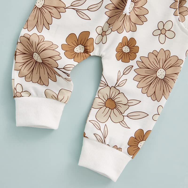 Hnyenmcko Newborn Baby Girl Clothes Set - Waffle Knit Long Sleeve Floral Sweatshirt & Pants Outfit for Infant Girls | Fall Winter Warm Outfits | Perfect for Family Photos, Holiday Gifts & Daily Wear