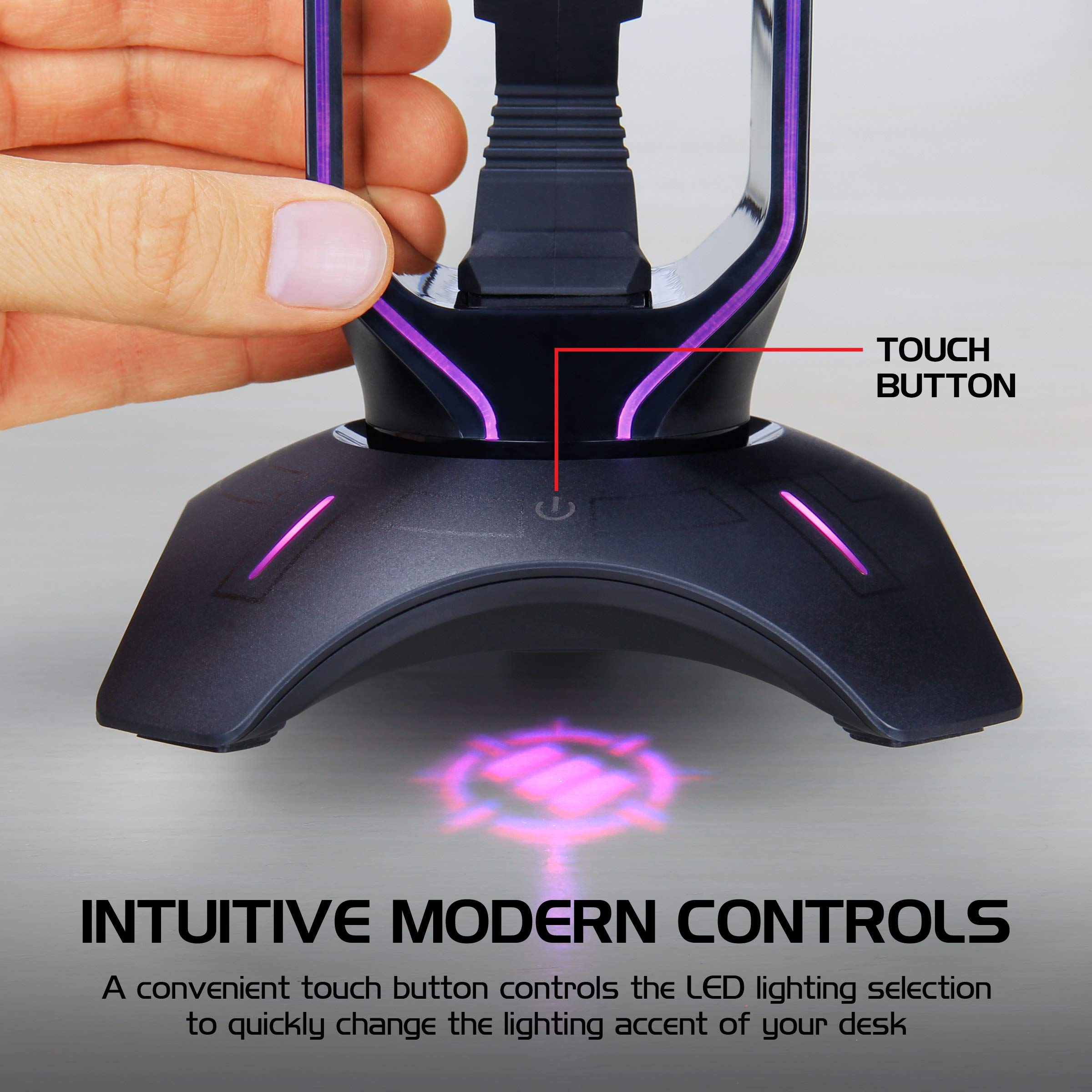 Premium RGB Gaming Headset Stand with Mouse Bungee & USB Hub - 7 Color LED Modes for PC, PS5, Xbox One - Perfect for Gaming Setup, Streaming & Office Workstation Organization