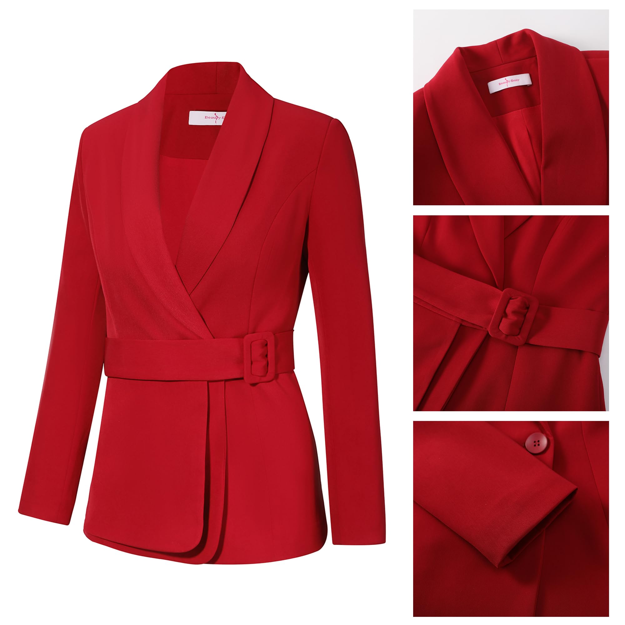 Professional Women's 2-Piece Business Suit Set - Single Vent Blazer with Belt & Office Pants for Work | Formal Workwear, Corporate Attire, Business Meetings & Office Outfits